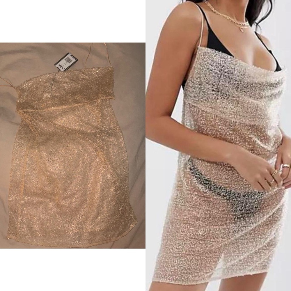 NWT Jaded London Gold Sequins Mini Dress